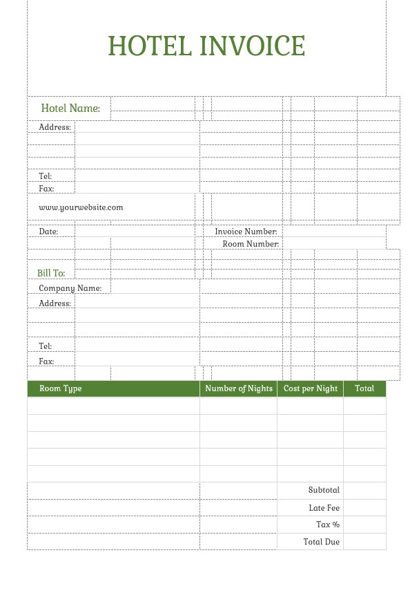 Sample Hotel Invoice Template PSD template